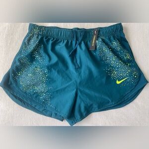 Nike Running Shorts Womens L Dri FIT Flash Training Turquoise Stars Reflective